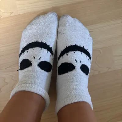 weiße kuschelsocken - getragen
