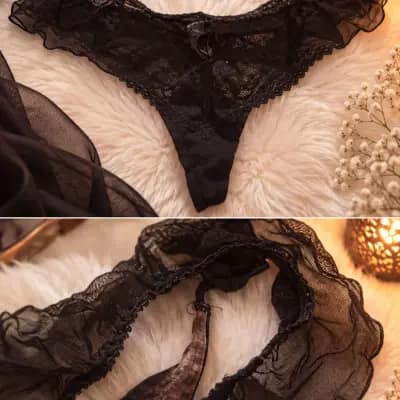 🖤 Schwarze Verführung – Spitzen-Tanga Gr. S 😈