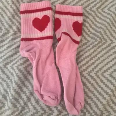 Rosa Socken mit Herzen Gr. 35 / Zierlich und Süß