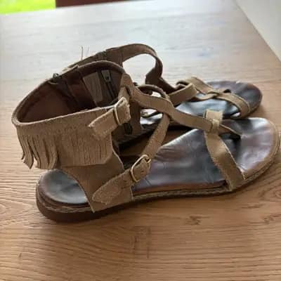 ✨ Wildleder-Sommersandalen Gr. 38 | Hellbraun | Used-Look ✨