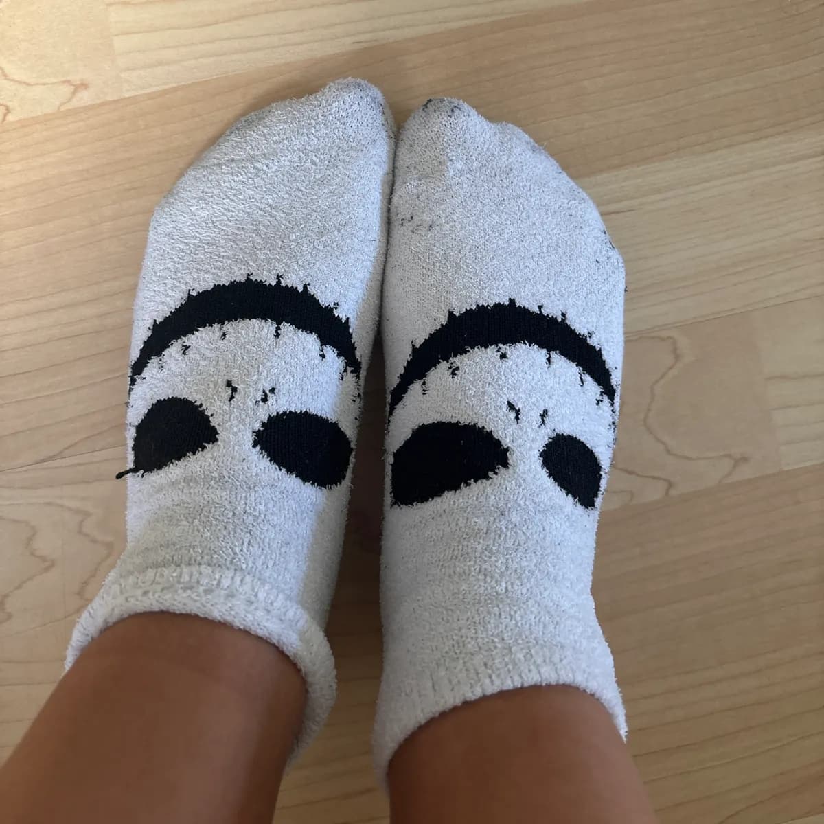 weiße kuschelsocken - getragen