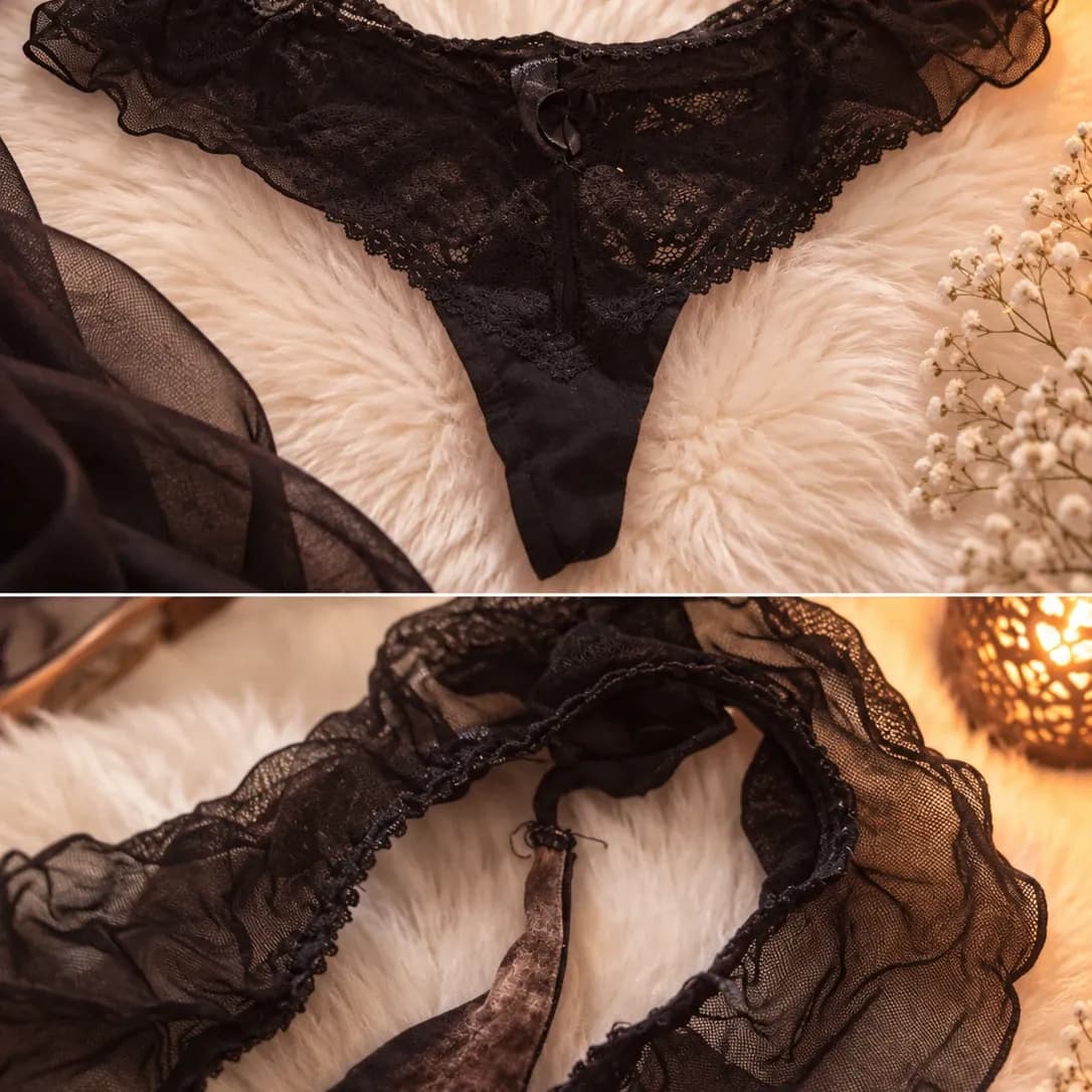 🖤 Schwarze Verführung – Spitzen-Tanga Gr. S 😈