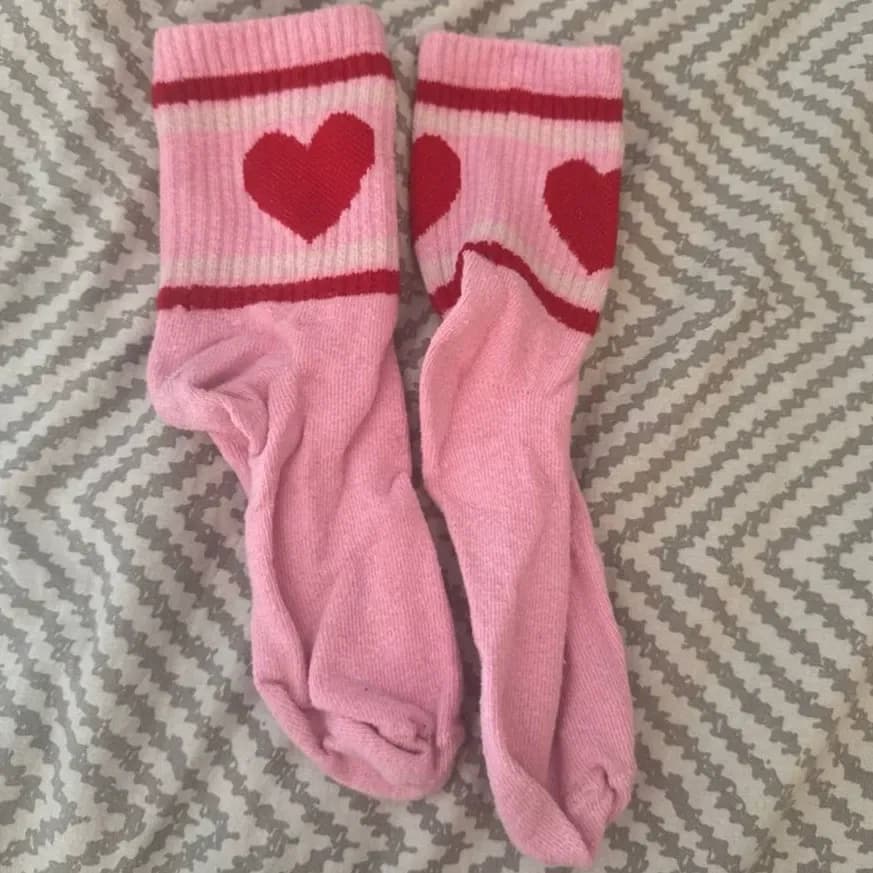Rosa Socken mit Herzen Gr. 35 / Zierlich und Süß